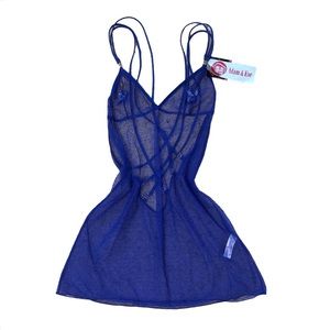 NWT Adam & Eve Blue Sheer Camisole Lingerie Top